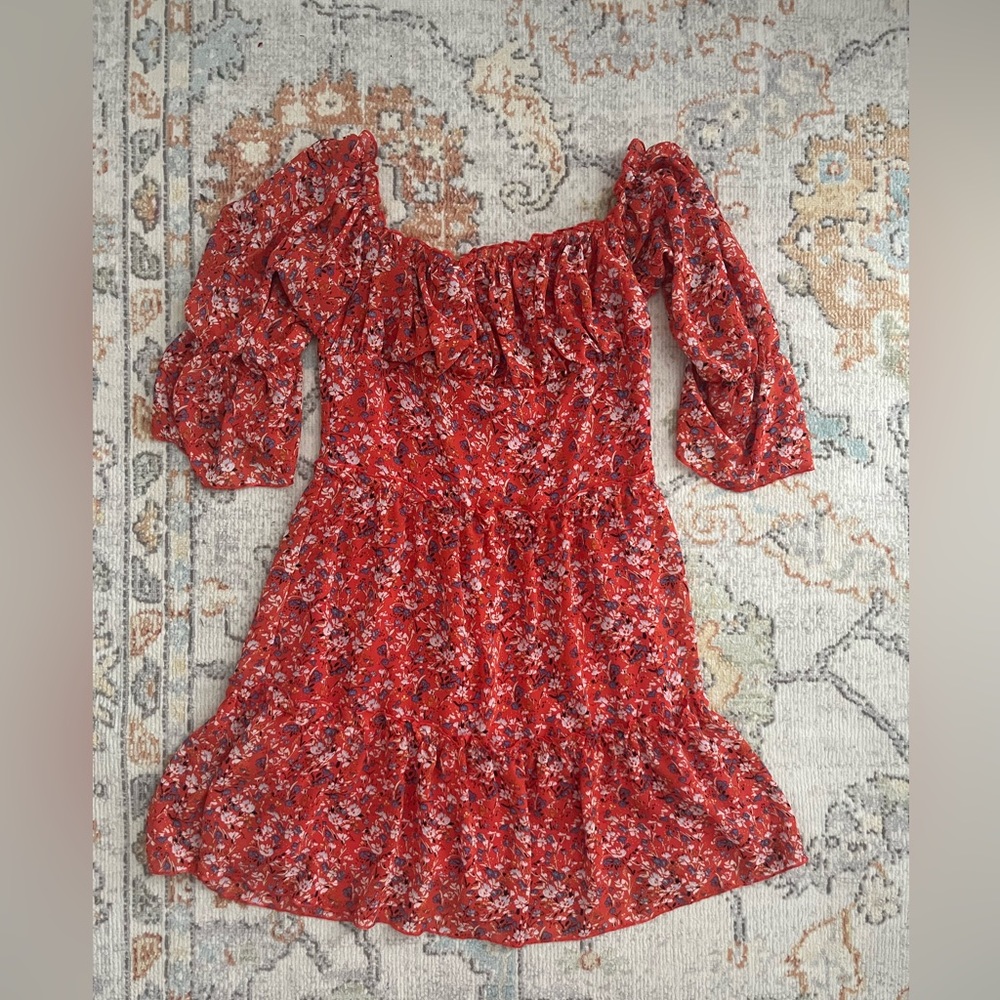 Orange Floral Mini Dress